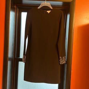 H&M black long sleeve rhinestone trim sleeved cocktail dress